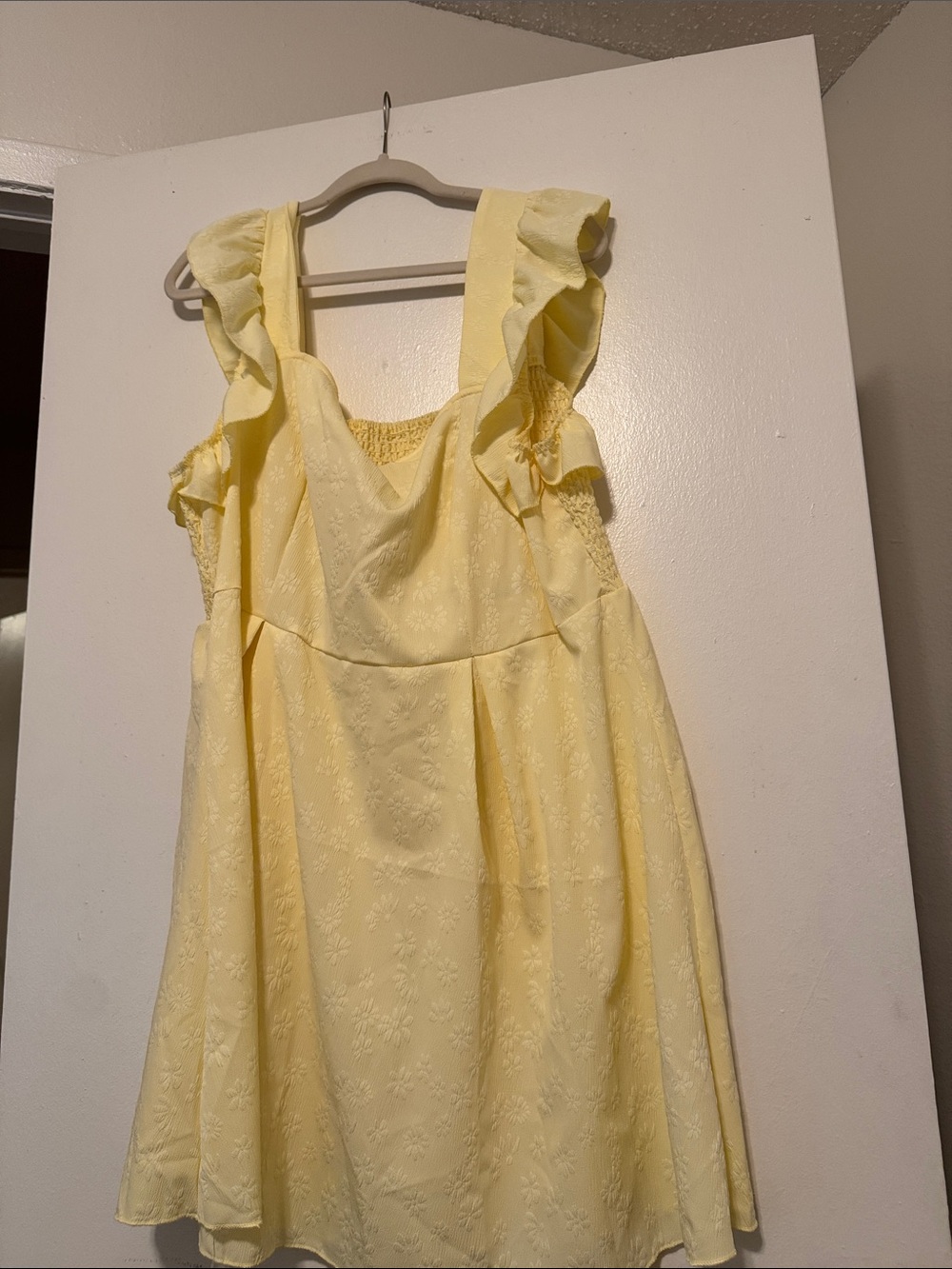 SHEIN Pale Yellow Ruffle Strap Mini Dress